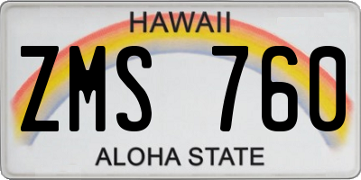 HI license plate ZMS760