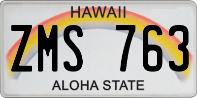 HI license plate ZMS763