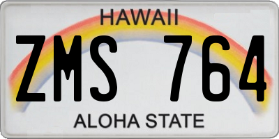 HI license plate ZMS764