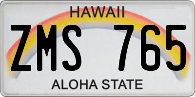 HI license plate ZMS765
