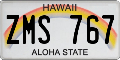 HI license plate ZMS767