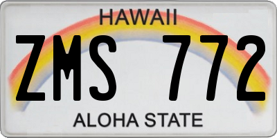 HI license plate ZMS772