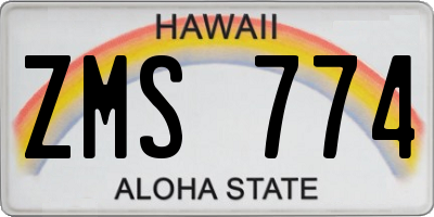 HI license plate ZMS774