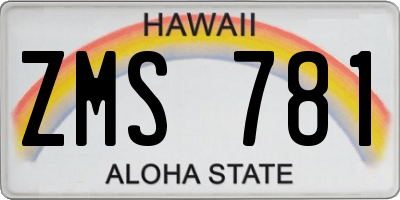 HI license plate ZMS781