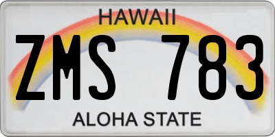 HI license plate ZMS783