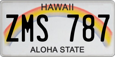 HI license plate ZMS787