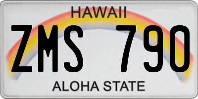 HI license plate ZMS790