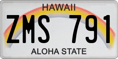 HI license plate ZMS791