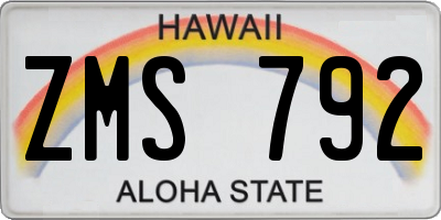 HI license plate ZMS792
