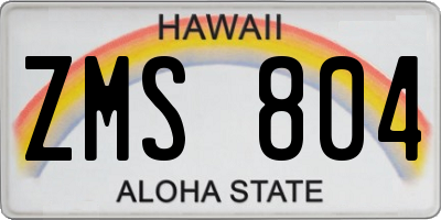 HI license plate ZMS804