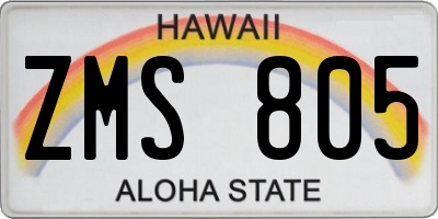 HI license plate ZMS805