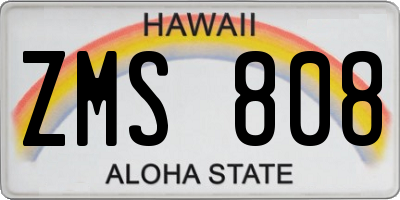 HI license plate ZMS808