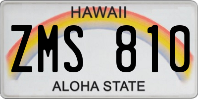 HI license plate ZMS810