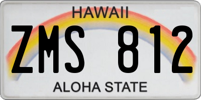 HI license plate ZMS812