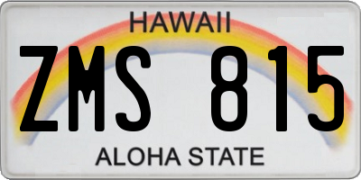 HI license plate ZMS815