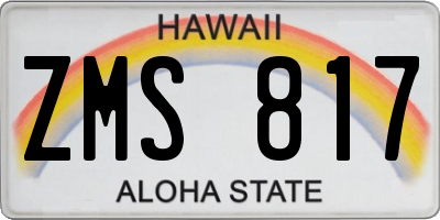 HI license plate ZMS817