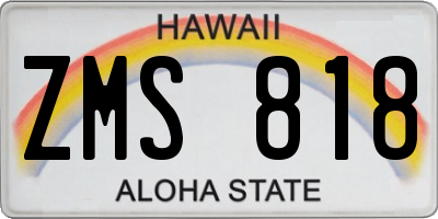 HI license plate ZMS818