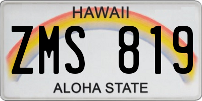 HI license plate ZMS819