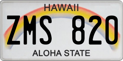 HI license plate ZMS820