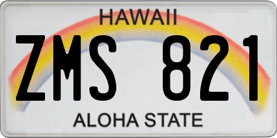 HI license plate ZMS821
