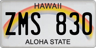HI license plate ZMS830