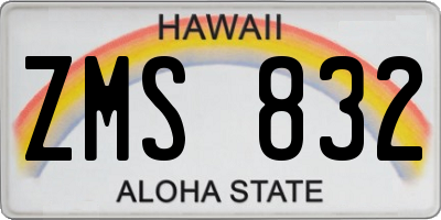 HI license plate ZMS832