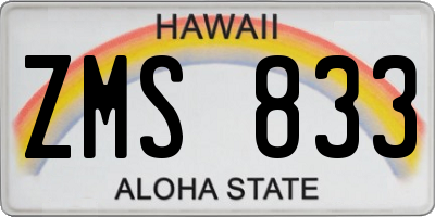HI license plate ZMS833