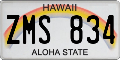 HI license plate ZMS834