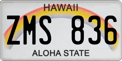 HI license plate ZMS836