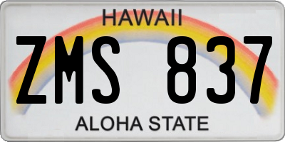 HI license plate ZMS837