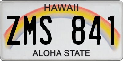HI license plate ZMS841
