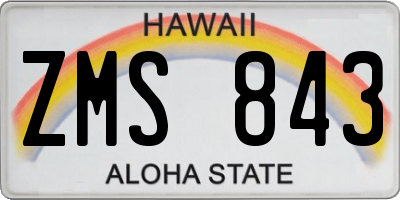 HI license plate ZMS843