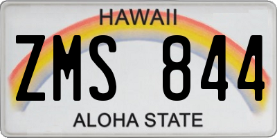 HI license plate ZMS844