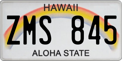 HI license plate ZMS845