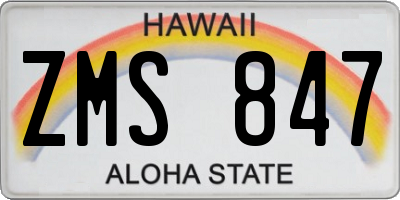 HI license plate ZMS847