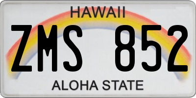 HI license plate ZMS852