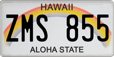 HI license plate ZMS855