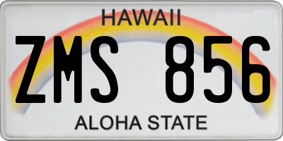 HI license plate ZMS856