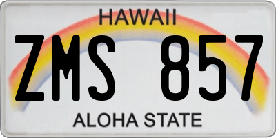 HI license plate ZMS857