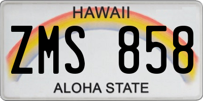 HI license plate ZMS858
