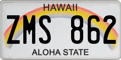 HI license plate ZMS862