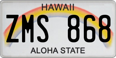 HI license plate ZMS868