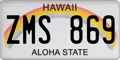 HI license plate ZMS869
