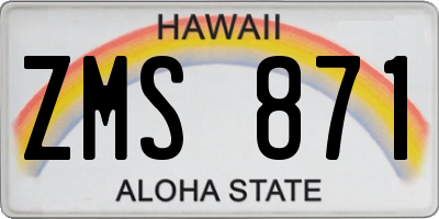 HI license plate ZMS871