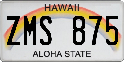 HI license plate ZMS875