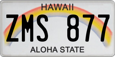 HI license plate ZMS877