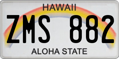 HI license plate ZMS882