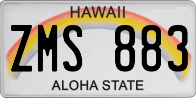 HI license plate ZMS883