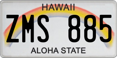 HI license plate ZMS885