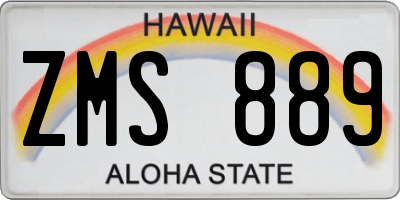 HI license plate ZMS889
